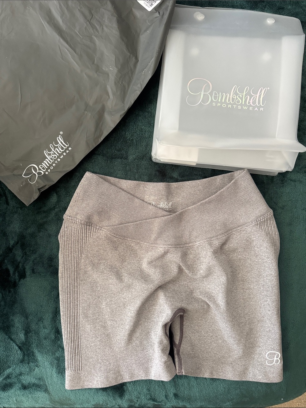 Bombshell Sportswear Seamless High-Waist Bike Shorts - Taupe Gray